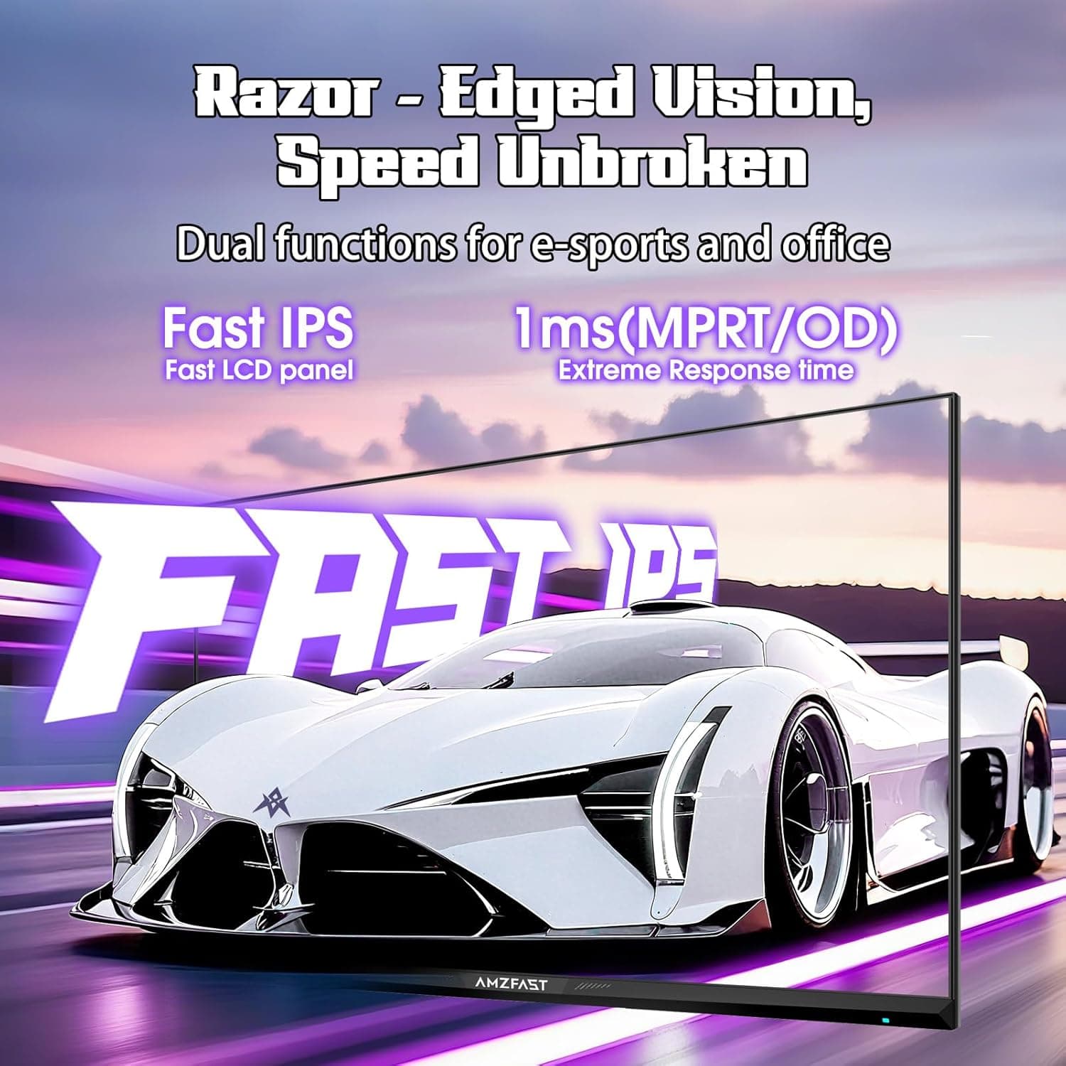 Amzfast Monitor de juegos blanco de 27 pulgadas 1440P 200Hz/180Hz, MPRT 1ms 2K QHD, IPS rápido | HDR400 y TÜV Rheinland Cuidado de los ojos e intercambio de 12 meses, con cable HDMI y DP thumbnail 4